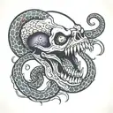 Serpant biting a skull tattoo design idea