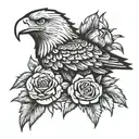 eagle with roses tattoo design idea