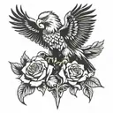 eagle with roses tattoo design idea