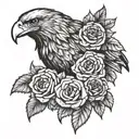 eagle with roses tattoo design idea