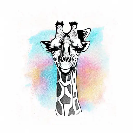 giraffe astronaut tattoo design idea