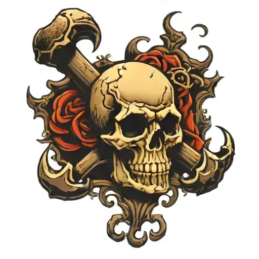 skull and brass knuckles tattoo design idea