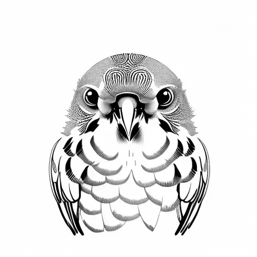 budgerigar, 3D with open wings tattoo design idea
