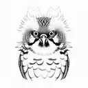 budgerigar, 3D with open wings tattoo design idea