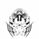 budgerigar, 3D with open wings tattoo design idea
