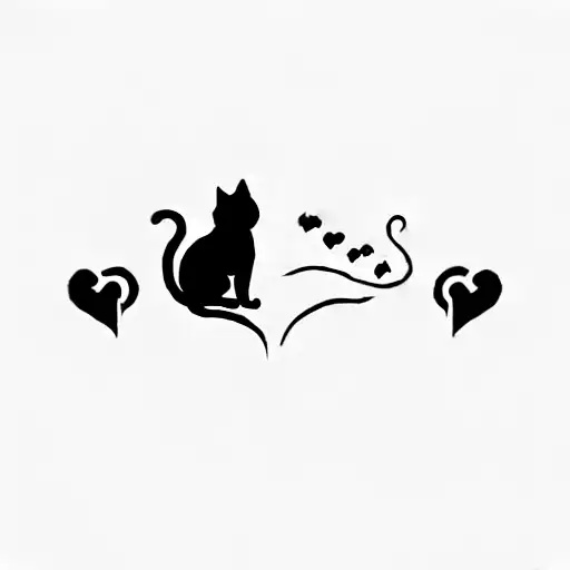 a cat with paws and a heartbeat tattoo design idea