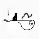 a cat with paws and a heartbeat tattoo design idea