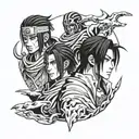 itachi and eren with zeus longslave  tattoo design idea
