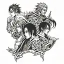 itachi and eren with zeus longslave  tattoo design idea