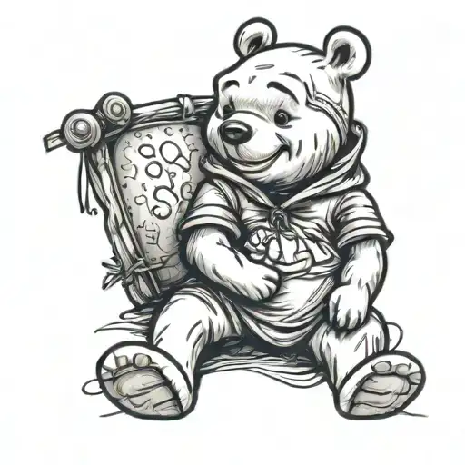 Winnie The Pooh sitting tattoo design idea