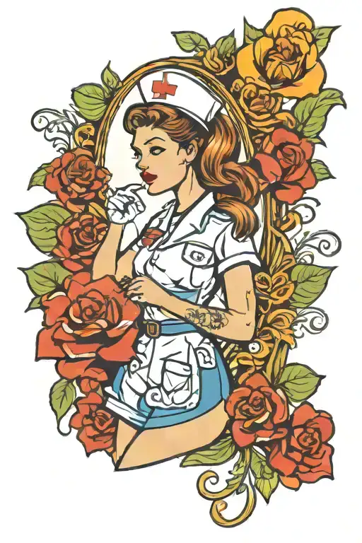 nurse with highlighted hair tattoo with a floral tattoo on her thigh tattoo design idea