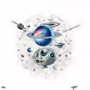 space theme with harry potter, Sirius constalation, Andromeda galaxy, star wars tattoo design idea