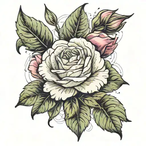 peoney rose with watercolor in the background  tattoo design idea