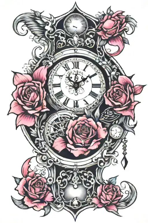 clock, time, pink floyd tattoo design idea