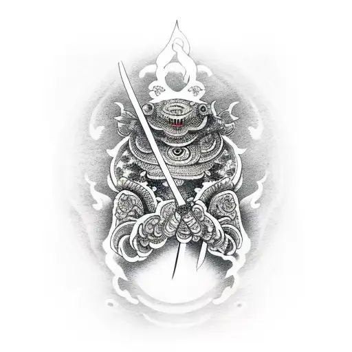 rana con katana tattoo design idea