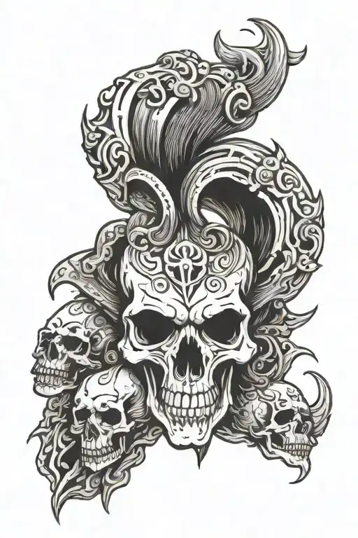 aries skull tattoo design idea