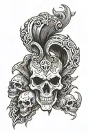 aries skull tattoo design idea