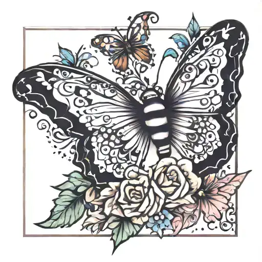 name sarah and butterfly tattoo design idea
