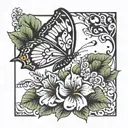 name sarah and butterfly tattoo design idea