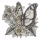 name sarah and butterfly tattoo design idea