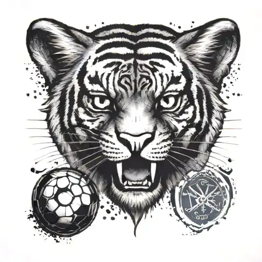 Arsenal footbal logo merged with tiger tattoo design idea