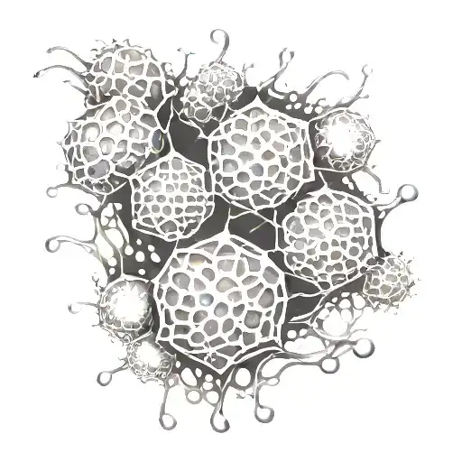 Intricate design of cancer cells attacking a tumor, symbolizing the fight against cancer tattoo design idea