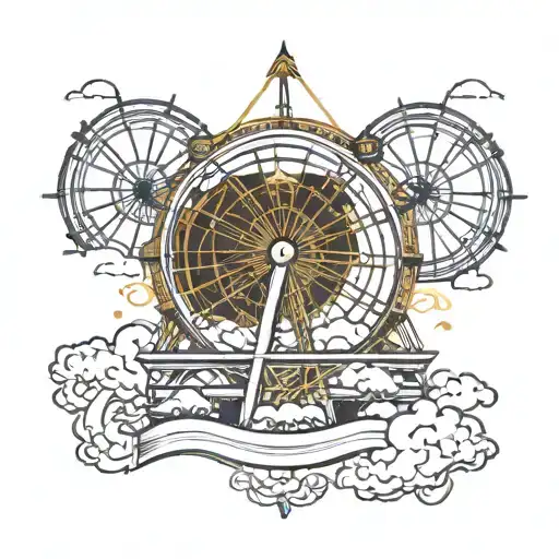 ferris wheel in a gold fram tattoo design idea