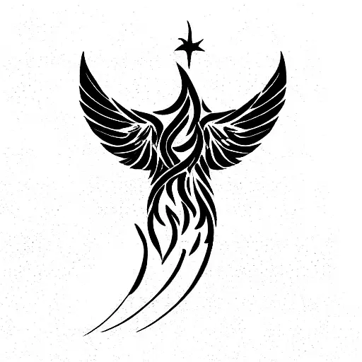 Phoenix biblical and stars tattoo design idea