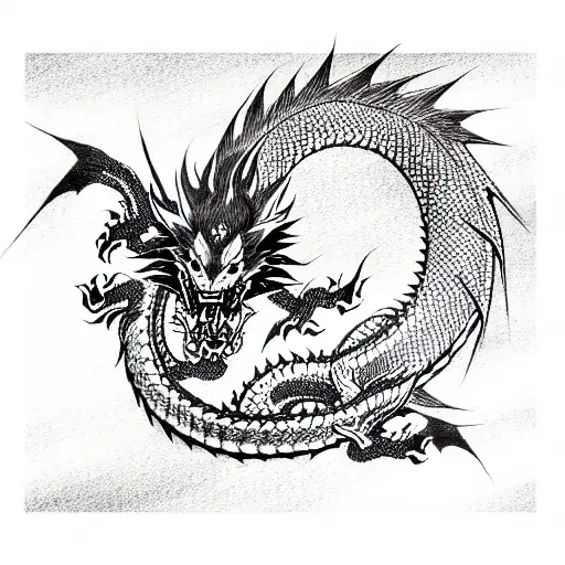 Japan colorful dragon yakuza  tattoo design idea