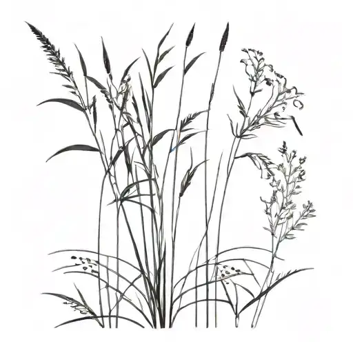 black coastal dune grass with tubular sprigs tattoo design idea