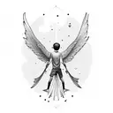 robin bird with wings wrapped around a boy and a girl tattoo design idea