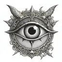 Devil evil eye alone magic symbols integrated tattoo design idea