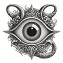 Devil evil eye alone magic symbols integrated tattoo design idea