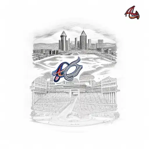 city of atlanta with Braves logo tattoo design idea