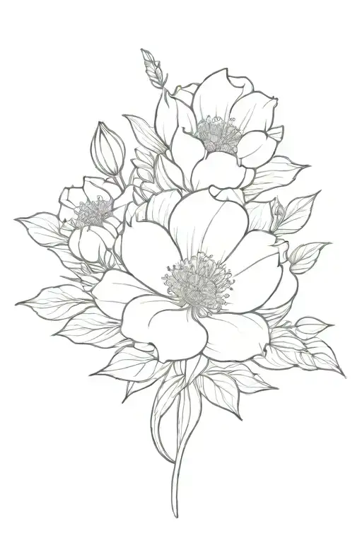 October, march, august  birth flower bouquet tattoo design idea