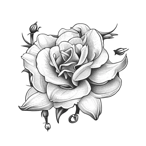 cross with daffodil, daisy, sweet pea, lily of the valley, rose, holly tattoo design idea