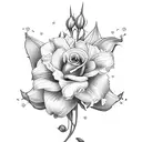 cross with the following flowers daffodil, daisy, sweet pea, lily of the valley, rose, holly tattoo design idea