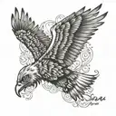 Inspirational quote in Spanish with a majestic eagle flying above it tattoo design idea