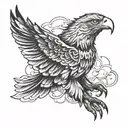 Inspirational quote in Spanish with a majestic eagle flying above it tattoo design idea