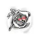 strawberry in a witch's hand  tattoo design idea