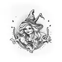 strawberry in a witch's hand  tattoo design idea