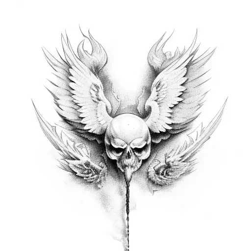 black wings falling tattoo design idea