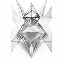 black wing inside a diamond shape tattoo design idea