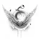 black wings falling tattoo design idea