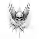 black wings falling tattoo design idea