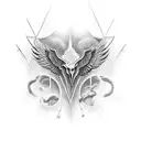 black wings falling tattoo design idea