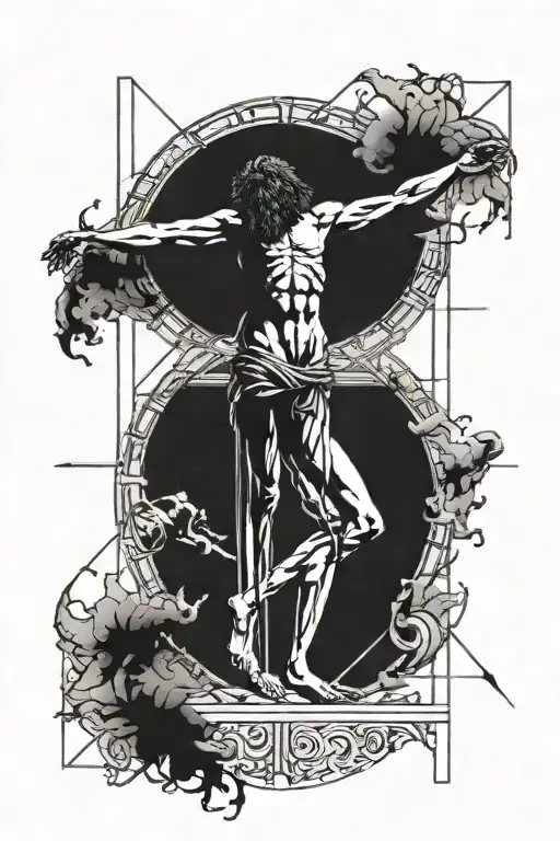 Vitruvian man tattoo design idea
