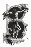 Vitruvian man tattoo design idea