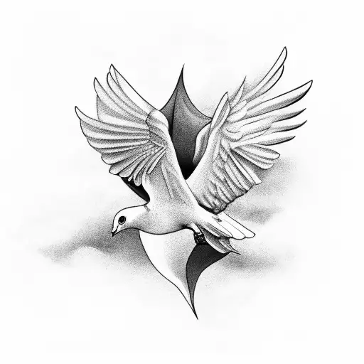 Dove and clouds tattoo design idea