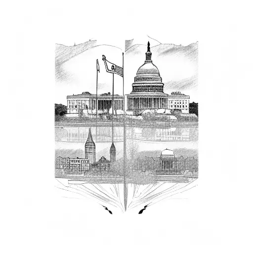 DC Skyline (Including US Capitol, White House, Washington Monument, and Lincoln Memorial) tattoo design idea